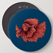 Coral Siamese gevechten Ronde Button 6,0 Cm (Voorkant /achterkant)