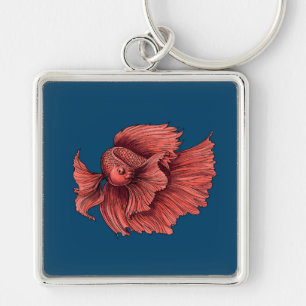 Coral Siamese gevechten Sleutelhanger