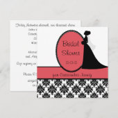 Coral Silhouette Bride Bridal Shower Kaart (Voorkant / Achterkant)