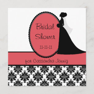 Coral Silhouette Bride Bridal Shower Kaart