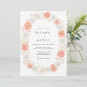 Coral Silver Bloom Bruiloft Kaart (Staand voorkant)