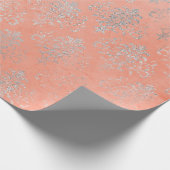 Coral Silver Peach Damask Antonietta Versaille Cadeaupapier (Hoek)