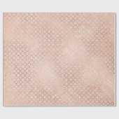 Coral Silver Peach Gray Pastel Metallic Quatrefoil Cadeaupapier (Vlak)