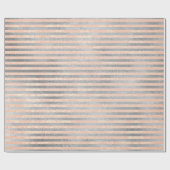 Coral Silver Peach Grijs Metallic Pink Stripes lij Cadeaupapier (Vlak)