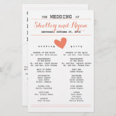 Coral Simple Heart Wedding Program (Voorkant / Achterkant)