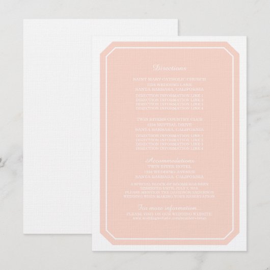 Coral Simply Elegant Information Kaart (Voorkant / Achterkant)
