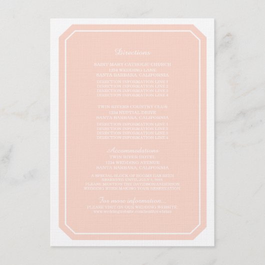 Coral Simply Elegant Information Kaart (Voorkant)