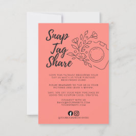 Coral Snap Tag Share Business Thank You Card Bedankkaart