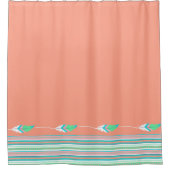Coral Southwestern Feathers Showgordijn Douchegordijn (Voorkant)