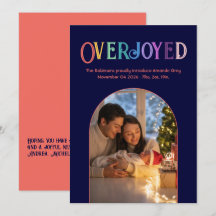 Coral Spark Xmas Baby Geboorteaankondiging Foto