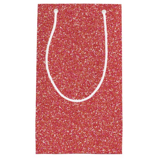 Coral Sparkle Glitter Gift Bag Klein Cadeauzakje (Voorkant)
