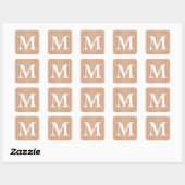 Coral Spice Moods Stippen met Monogram Initiaal Vierkante Sticker (Vel)