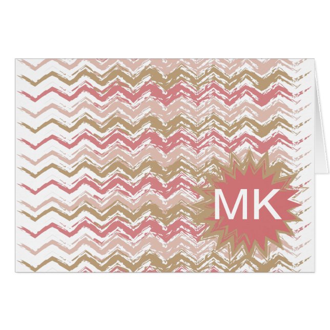 Coral Spice Scribble ZigZag Chevron Pattern (Voorkant Horizontaal)