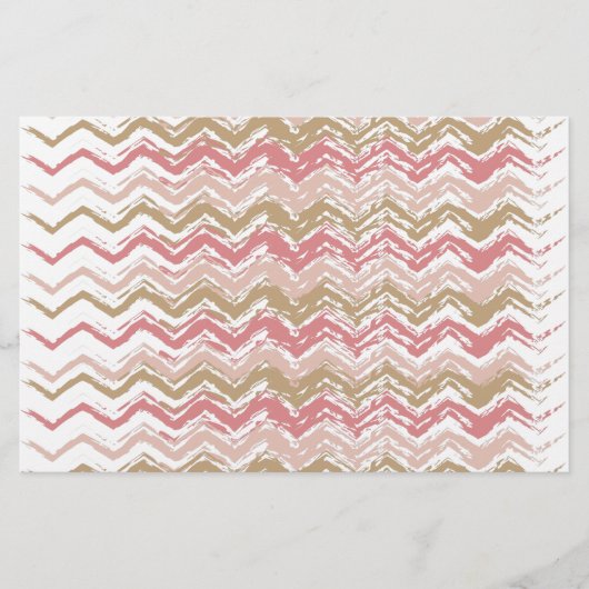Coral Spice Scribble ZigZag Chevron Pattern Briefpapier (Voorkant)