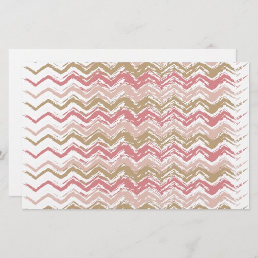 Coral Spice Scribble ZigZag Chevron Pattern Briefpapier (Voorkant / Achterkant)