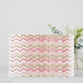 Coral Spice Scribble ZigZag Chevron Pattern Briefpapier (Staand voorkant)