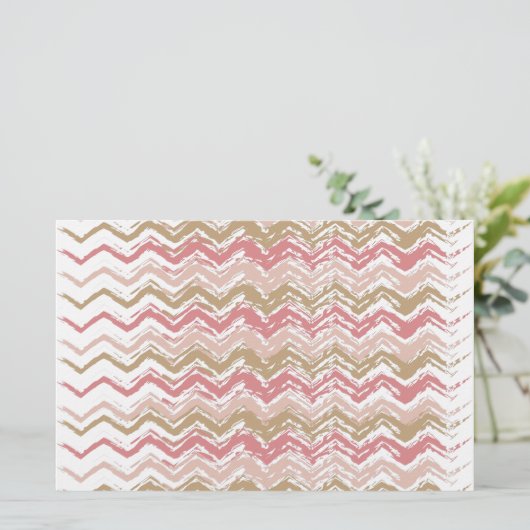 Coral Spice Scribble ZigZag Chevron Pattern Briefpapier (Staand voorkant)