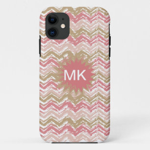 Coral Spice Scribble ZigZag Chevron Pattern iPhone 11 Hoesje