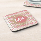 Coral Spice Scribble ZigZag Chevron Pattern Drankjes Onderzetter (Linkerzijde)