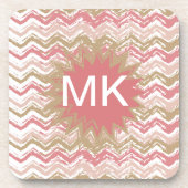 Coral Spice Scribble ZigZag Chevron Pattern Drankjes Onderzetter (Voorkant)