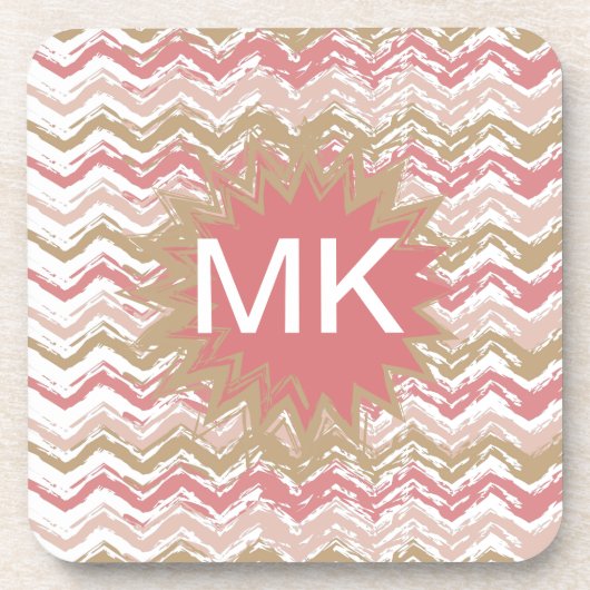 Coral Spice Scribble ZigZag Chevron Pattern Drankjes Onderzetter (Voorkant)