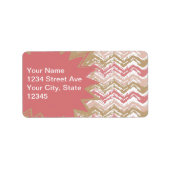 Coral Spice Scribble ZigZag Chevron Pattern Etiket (Voorkant)