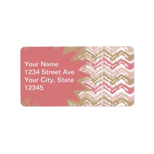Coral Spice Scribble ZigZag Chevron Pattern Etiket (Voorkant)