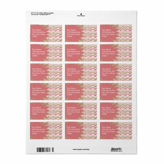 Coral Spice Scribble ZigZag Chevron Pattern Etiket (Full Sheet)