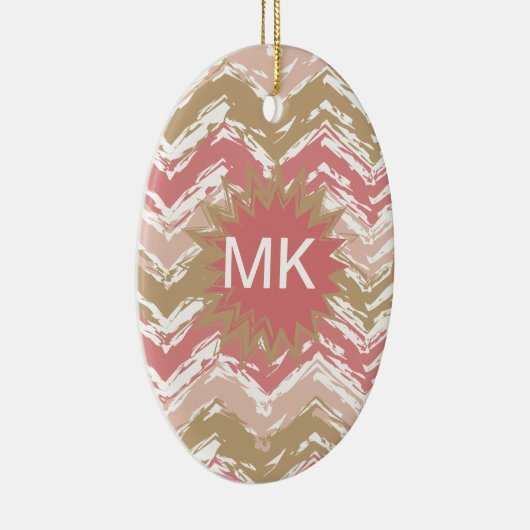 Coral Spice Scribble ZigZag Chevron Pattern Keramisch Ornament (Rechts)