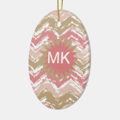 Coral Spice Scribble ZigZag Chevron Pattern Keramisch Ornament (Links)