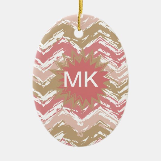 Coral Spice Scribble ZigZag Chevron Pattern Keramisch Ornament (Voorkant)