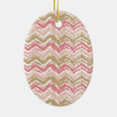 Coral Spice Scribble ZigZag Chevron Pattern Keramisch Ornament (Achterkant)