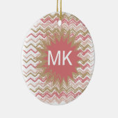 Coral Spice Scribble ZigZag Chevron Pattern Keramisch Ornament (Rechts)