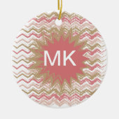 Coral Spice Scribble ZigZag Chevron Pattern Keramisch Ornament (Voorkant)