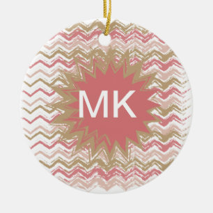 Coral Spice Scribble ZigZag Chevron Pattern Keramisch Ornament