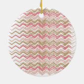 Coral Spice Scribble ZigZag Chevron Pattern Keramisch Ornament (Achterkant)