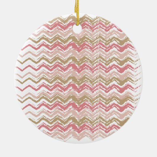 Coral Spice Scribble ZigZag Chevron Pattern Keramisch Ornament (Achterkant)