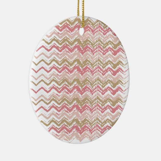 Coral Spice Scribble ZigZag Chevron Pattern Keramisch Ornament (Rechts)