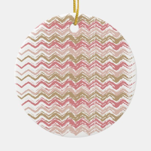 Coral Spice Scribble ZigZag Chevron Pattern Keramisch Ornament (Voorkant)