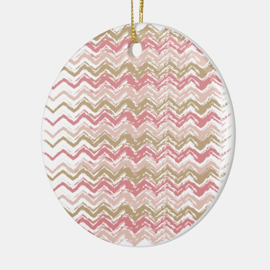 Coral Spice Scribble ZigZag Chevron Pattern Keramisch Ornament (Links)