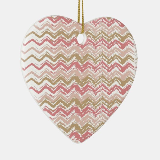 Coral Spice Scribble ZigZag Chevron Pattern Keramisch Ornament (Rechts)