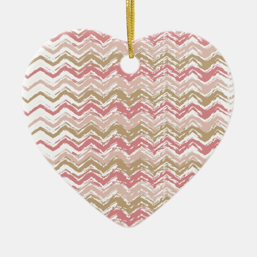 Coral Spice Scribble ZigZag Chevron Pattern Keramisch Ornament (Voorkant)