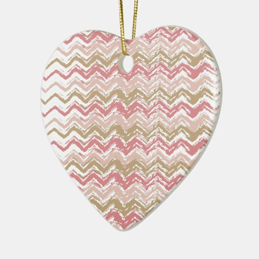 Coral Spice Scribble ZigZag Chevron Pattern Keramisch Ornament (Links)