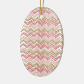 Coral Spice Scribble ZigZag Chevron Pattern Keramisch Ornament (Links)