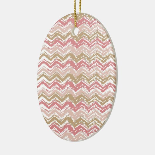 Coral Spice Scribble ZigZag Chevron Pattern Keramisch Ornament (Links)