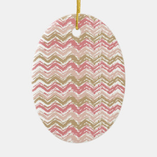Coral Spice Scribble ZigZag Chevron Pattern Keramisch Ornament