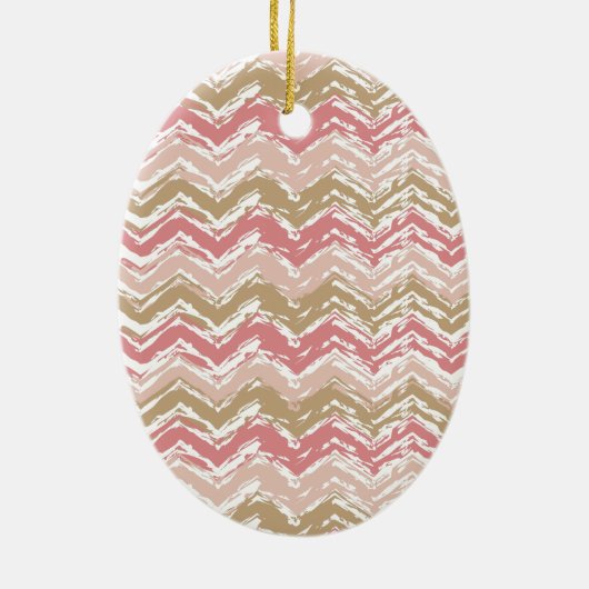 Coral Spice Scribble ZigZag Chevron Pattern Keramisch Ornament (Achterkant)
