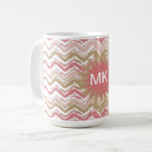 Coral Spice Scribble ZigZag Chevron Pattern Koffiemok (Voorkant links)