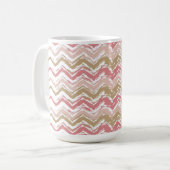 Coral Spice Scribble ZigZag Chevron Pattern Koffiemok (Voorkant links)