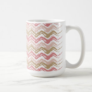 Coral Spice Scribble ZigZag Chevron Pattern Koffiemok